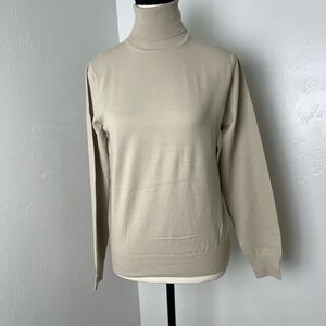 Gant Women Beige Turtleneck Sweater  Pullover Long Sleeve Made In Italy Size M